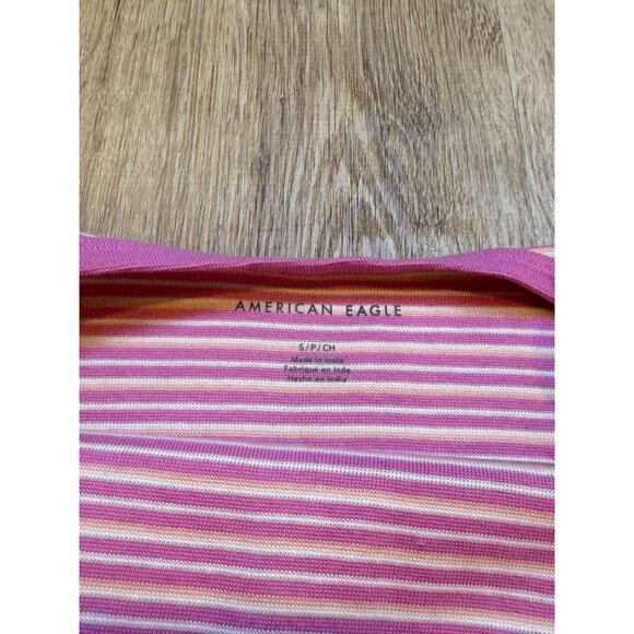 American Eagle Pink & White Striped Sleeveless Dress Size S Cotton Blend - Picture 3 of 6